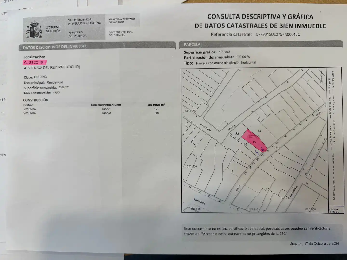 Finca rústica en venta en Nava del Rey