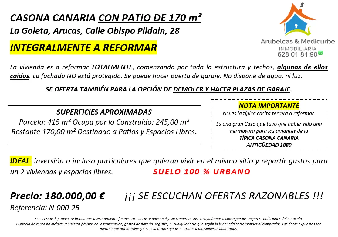Terrassa de Casa o xalet en venda en Arucas amb Jardí privat, Terrassa i Alarma
