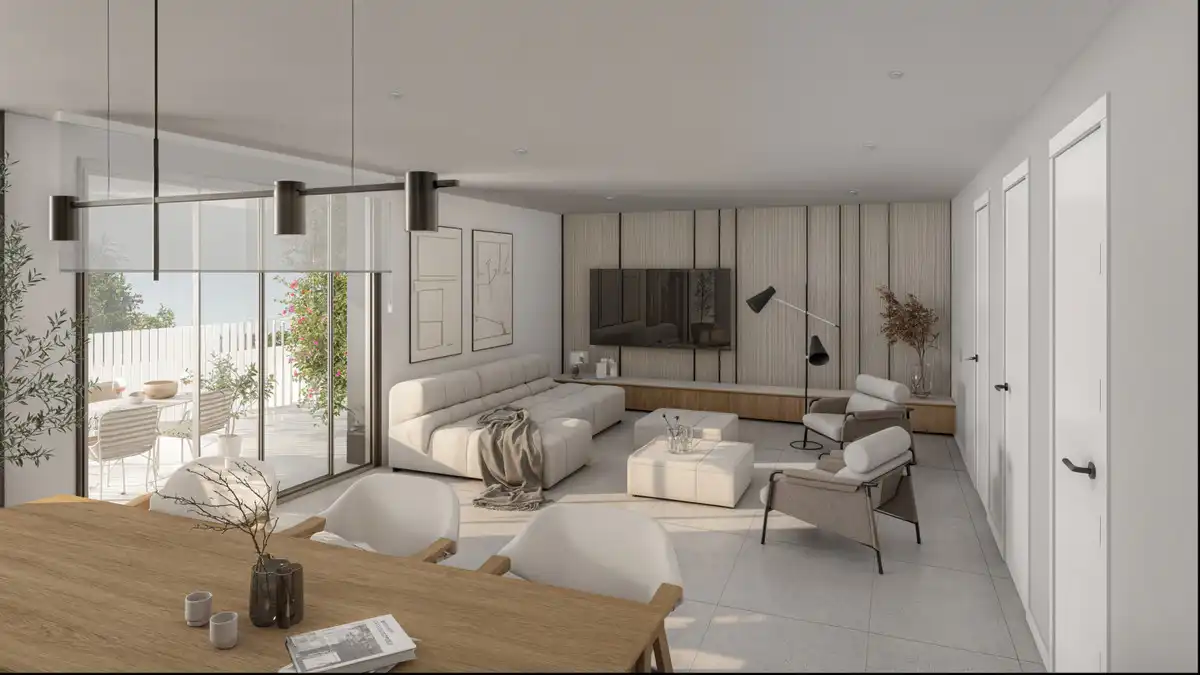 Sala de estar de Planta baja en venta en Estepona con Aire acondicionado, Jardín privado y Terraza