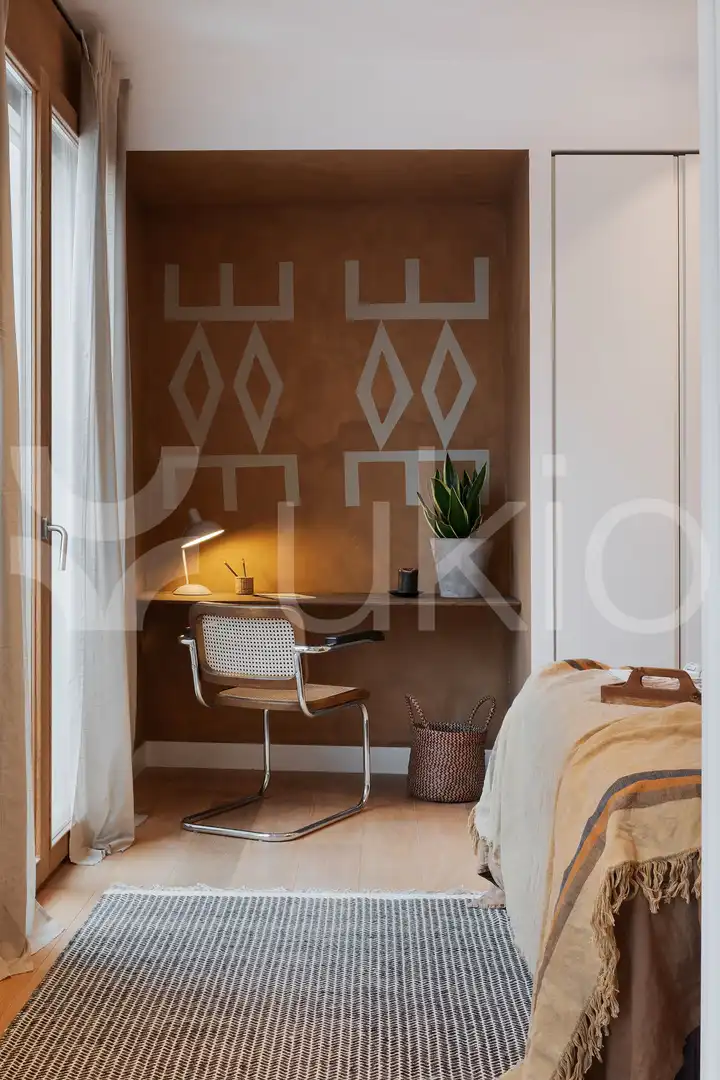 Schlafzimmer von Wohnung zur Miete in Barcelona mit Klimaanlage, Terrasse und Schwimmbad