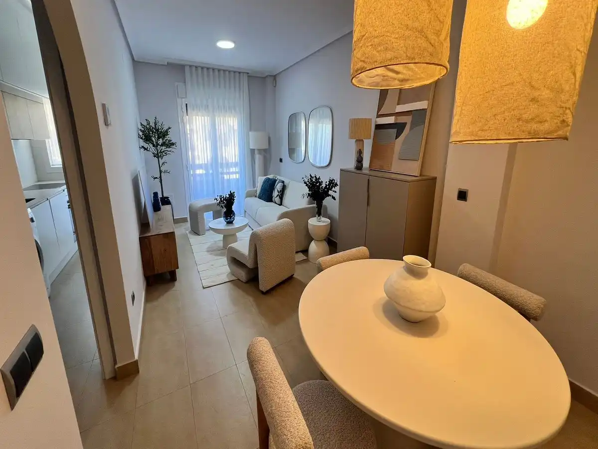 Sala d'estar de Apartament en venda en Los Alcázares amb Aire condicionat, Traster i Piscina comunitària