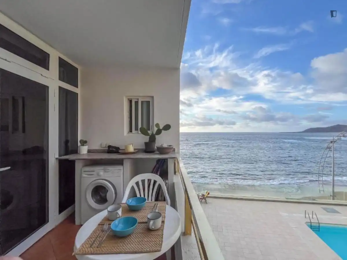 Terrassa de Apartament de lloguer en Las Palmas de Gran Canaria amb Moblat, Rentadora i Microones