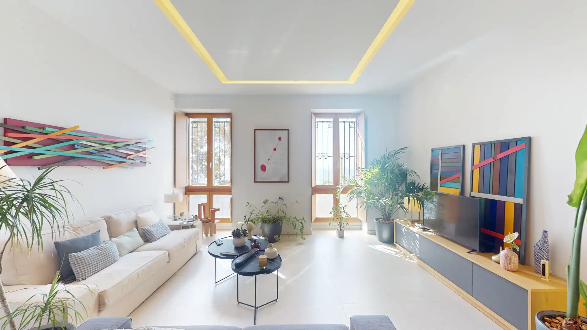 Wohnzimmer von Wohnung zum Verkauf in Alicante / Alacant mit Klimaanlage, Privatgarten und Abstellraum