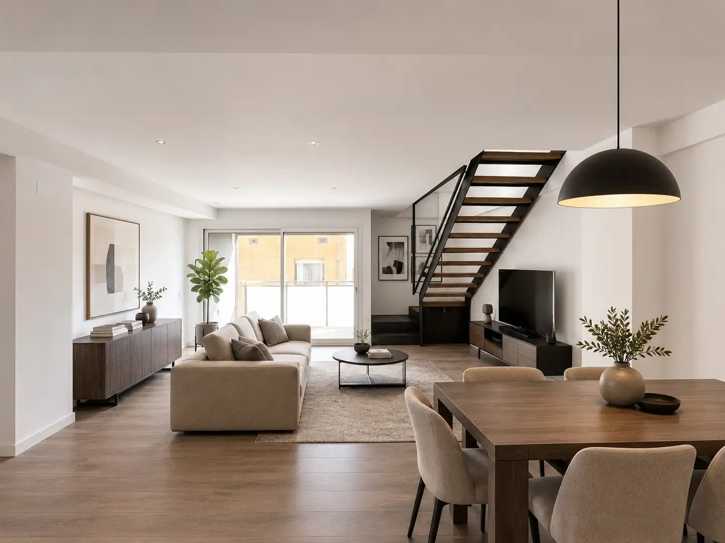 Wohnzimmer von Dachboden zum Verkauf in Badalona mit Klimaanlage, Heizung und Parkett