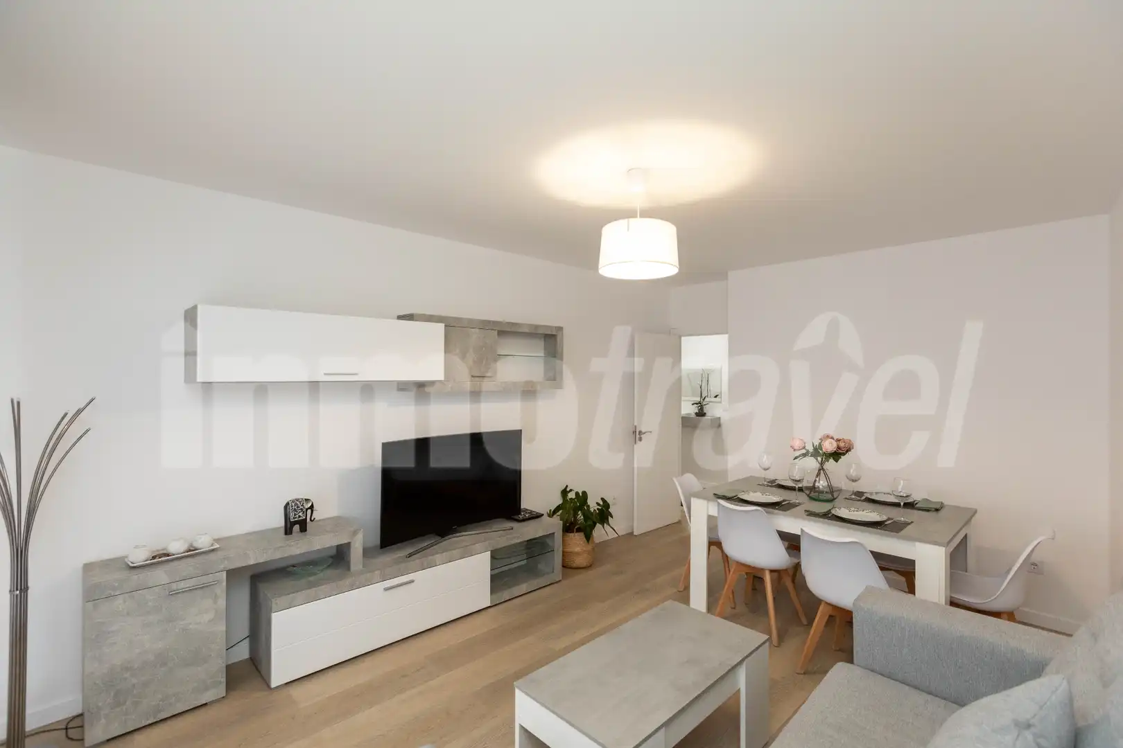 Living room of Flat for rent in Sanxenxo  with Heating, Parquet flooring and Furnished
