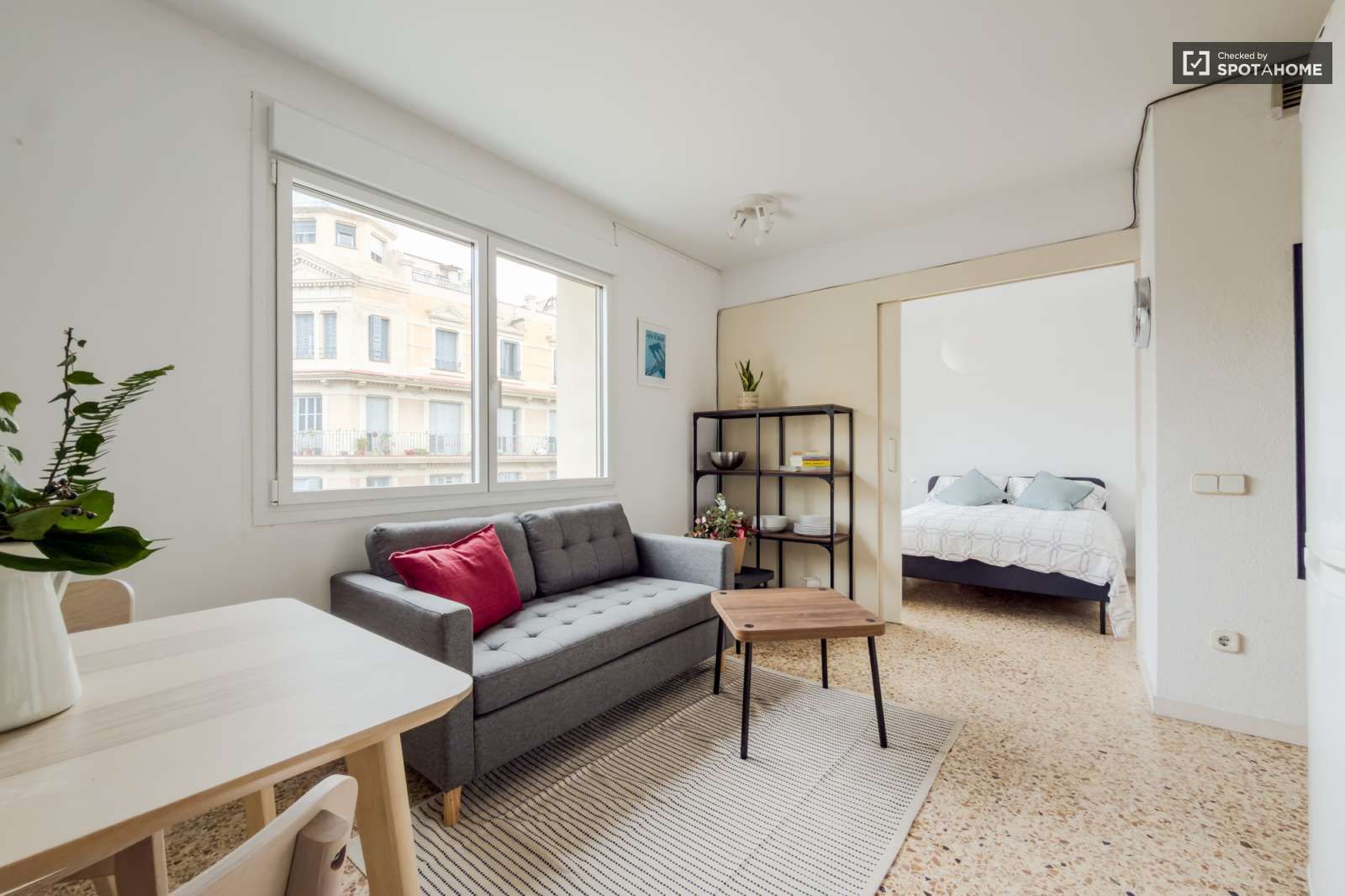 Sala d'estar de Estudi per a compartir en  Barcelona Capital amb Aire condicionat, Terrassa i Moblat