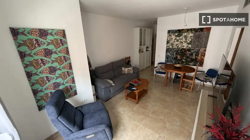 Sala d'estar de Apartament per a compartir en Málaga amb Aire condicionat, Terrassa i Moblat