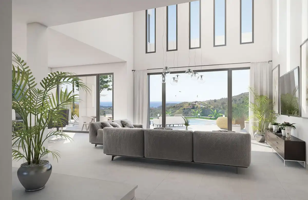 Wohnzimmer von Haus oder Chalet zum Verkauf in Mijas mit Klimaanlage, Privatgarten und Terrasse