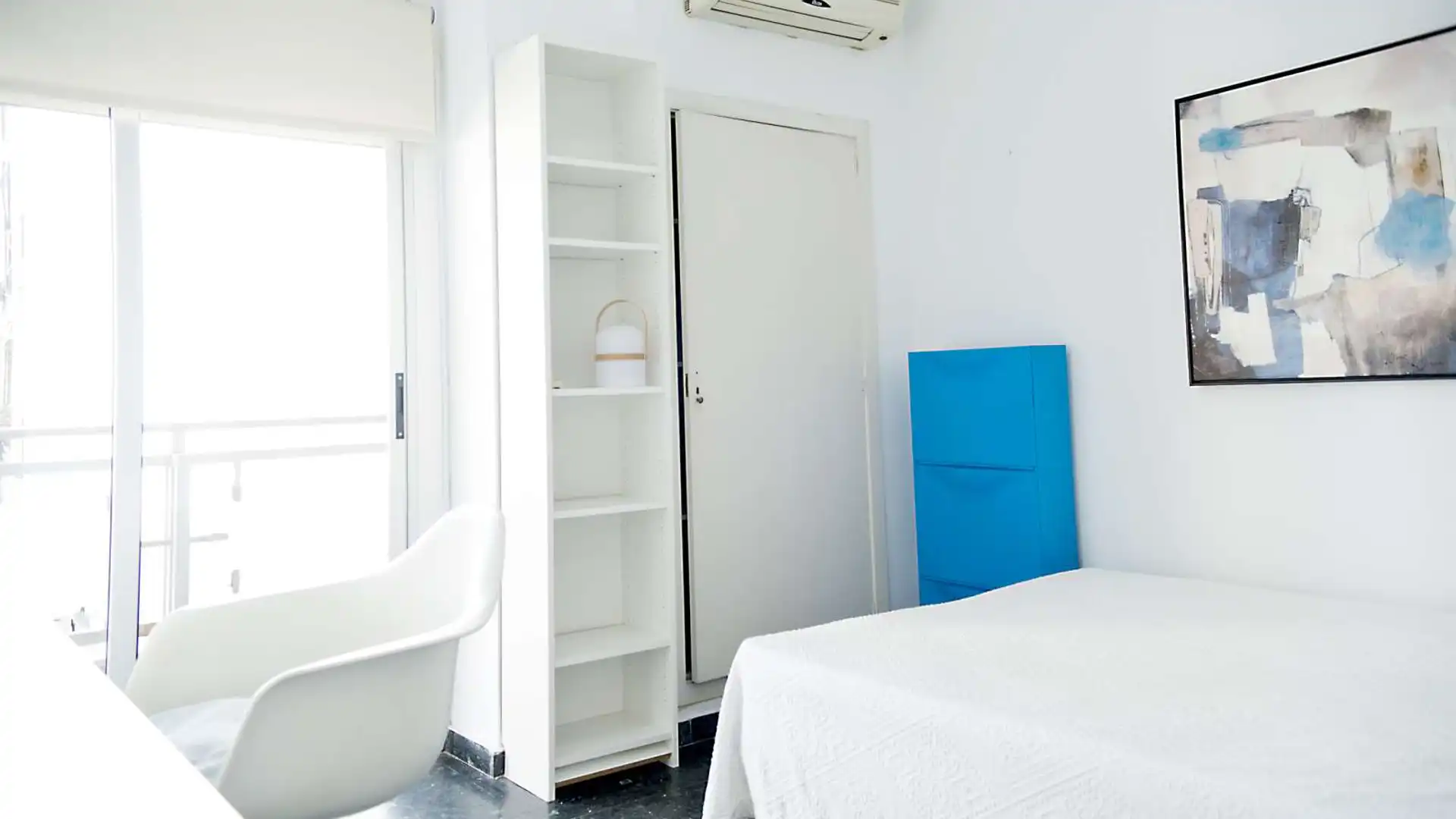 Schlafzimmer von Wohnung zur untervermieten in  Valencia Capital mit Klimaanlage, Terrasse und Möbliert