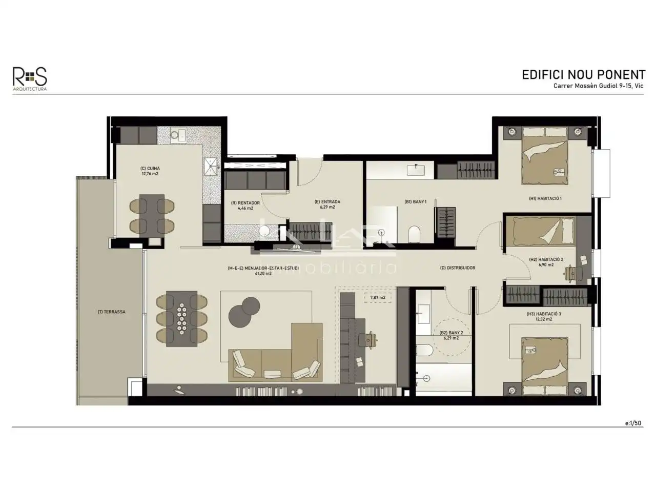 Flat for rent in Vic  with Air Conditioner, Heating and Parquet flooring