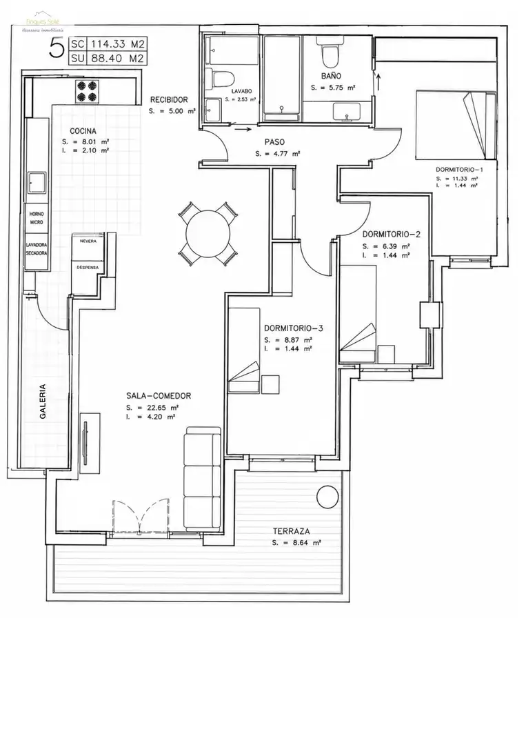 Wohnung zum Verkauf in Badalona mit Klimaanlage, Heizung und Terrasse