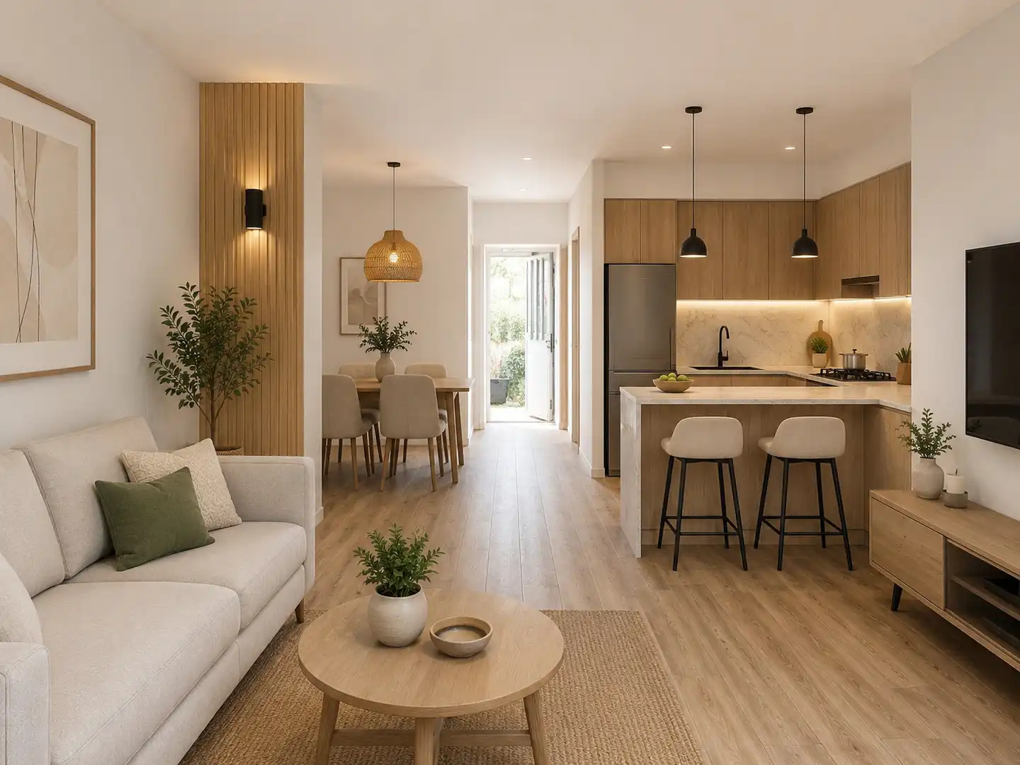 Sala de estar de Casa adosada en venta en A Coruña Capital  con Jardín privado, Trastero y Amueblado