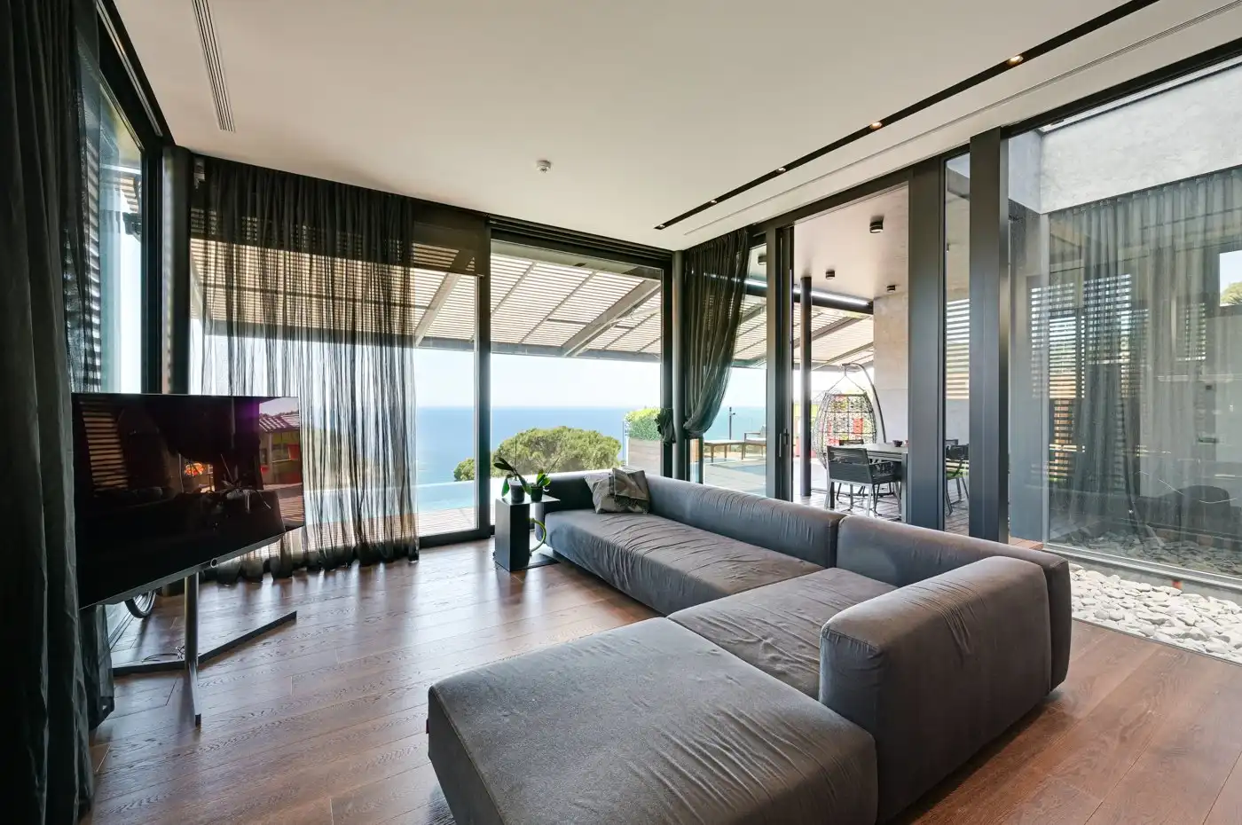 Wohnzimmer von Haus oder Chalet zum Verkauf in Lloret de Mar mit Klimaanlage, Heizung und Privatgarten