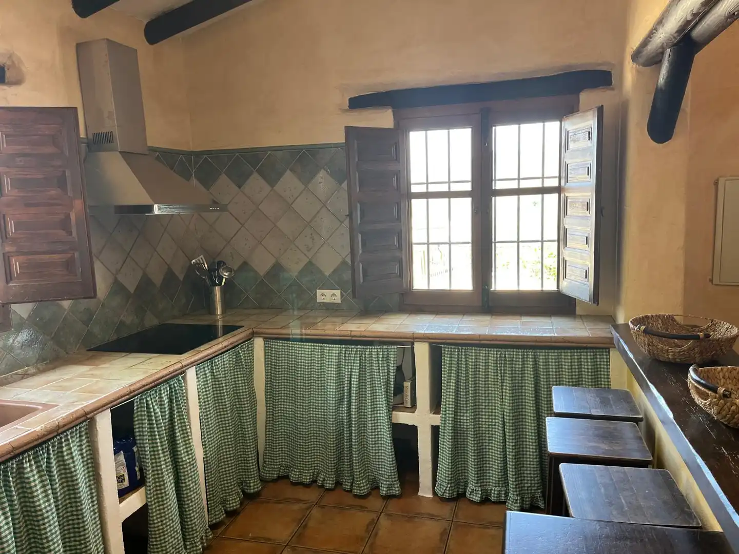 Cuina de Finca rústica de lloguer en Sedella amb Aire condicionat, Jardí privat i Traster