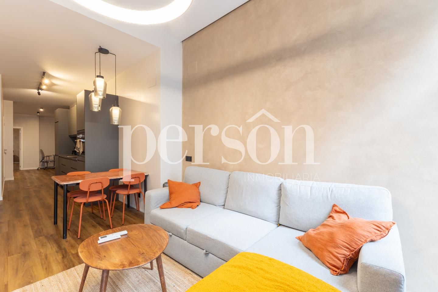 Sala d'estar de Estudi de lloguer en  Valencia Capital amb Aire condicionat, Parquet i Moblat