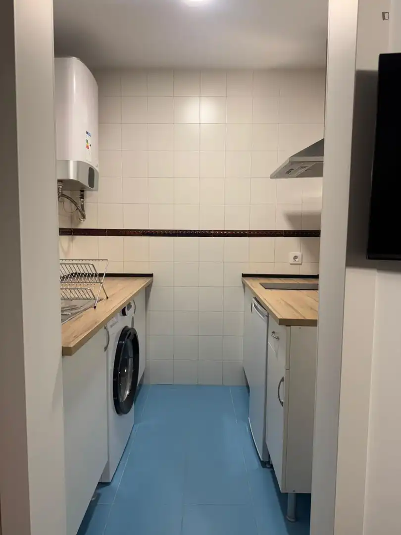 Cuina de Apartament de lloguer en Madrid amb Aire condicionat, Moblat i Rentadora