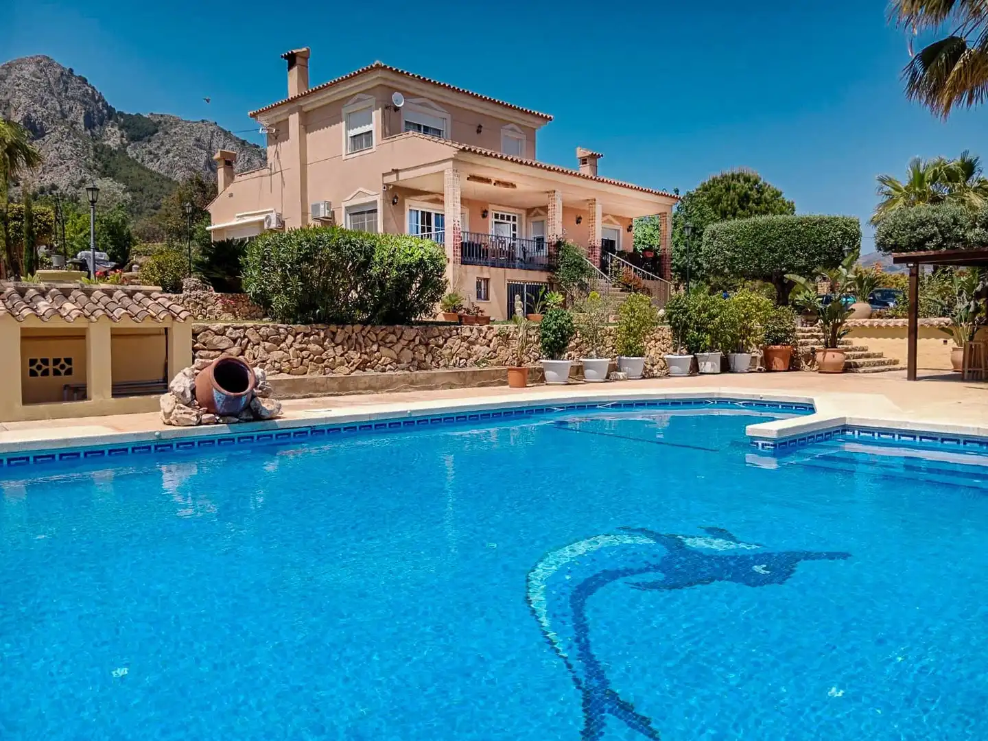 Piscina de Casa o xalet de lloguer en Polop amb Aire condicionat, Jardí privat i Terrassa