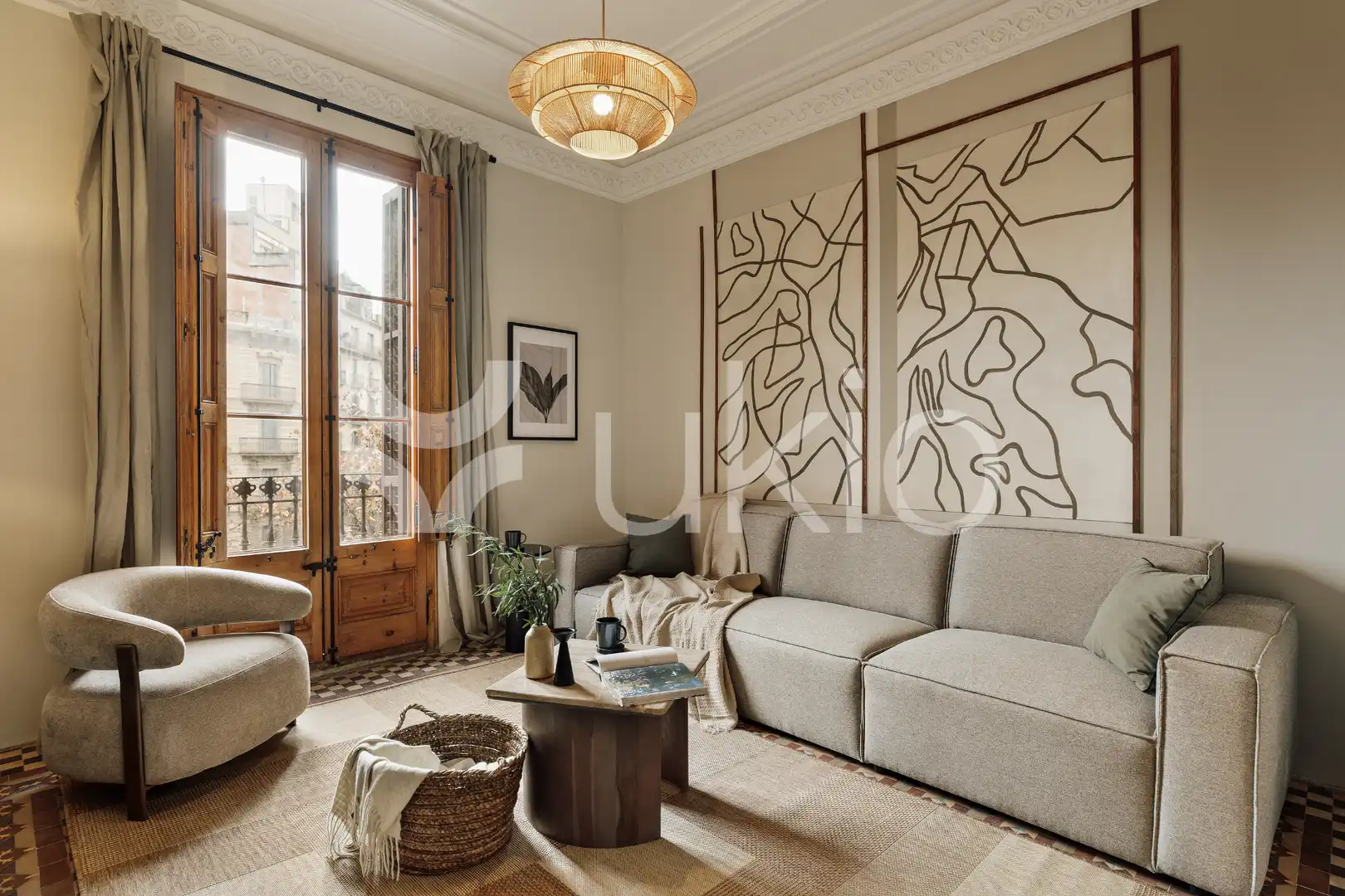 Sala de estar de Apartamento de alquiler en Barcelona con Aire acondicionado, Calefacción y Amueblado