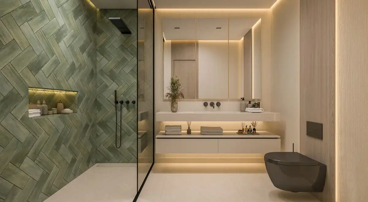 Badezimmer von Wohnungen zum Verkauf in Benahavís mit Klimaanlage, Privatgarten und Terrasse