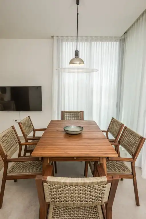 Esszimmer von Wohnungen zur Miete in Jávea / Xàbia mit Klimaanlage, Privatgarten und Schwimmbad