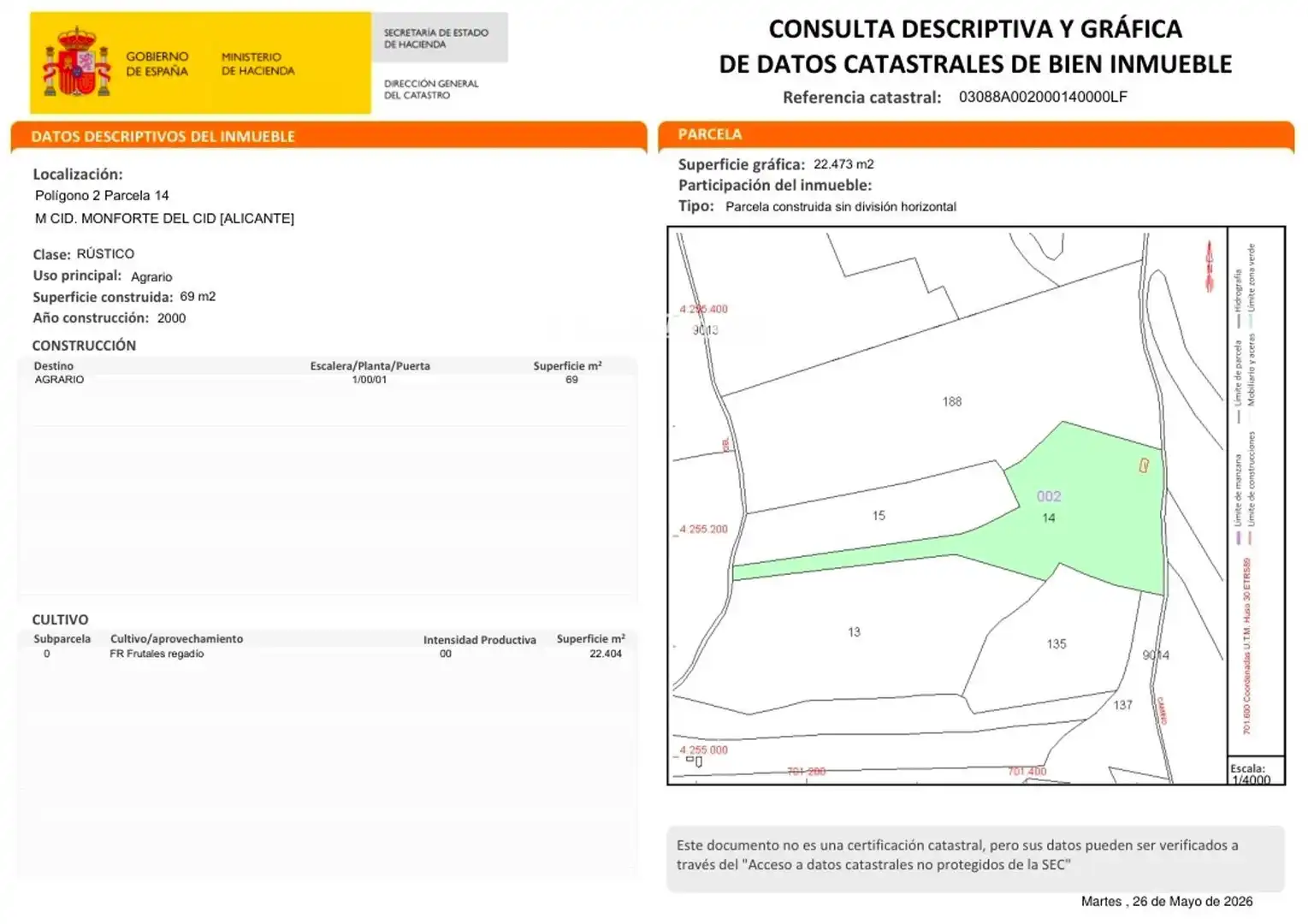Exterior view of Land for sale in Monforte del Cid