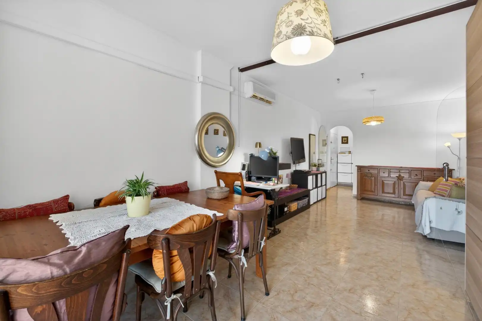 Esszimmer von Wohnung zum Verkauf in Benalmádena mit Klimaanlage, Privatgarten und Abstellraum