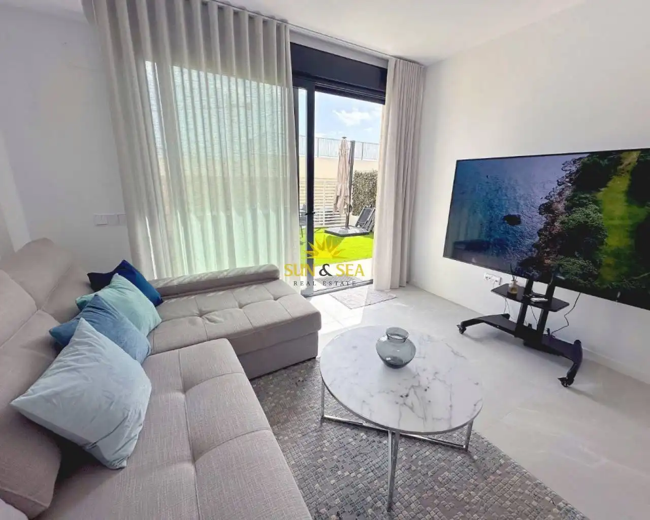 Sala de estar de Planta baja de alquiler en Finestrat con Aire acondicionado, Calefacción y Terraza