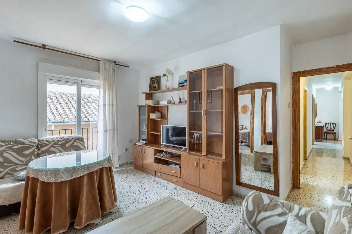 Living room of Flat for sale in Granada  with Furnished and Balcony