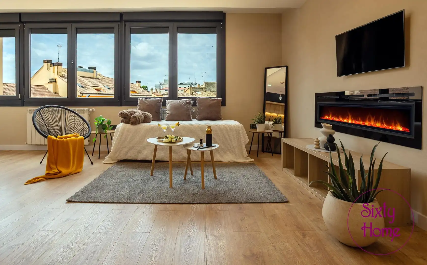 Sala de estar de Piso en venta en Huesca con Aire acondicionado, Calefacción y Parquet