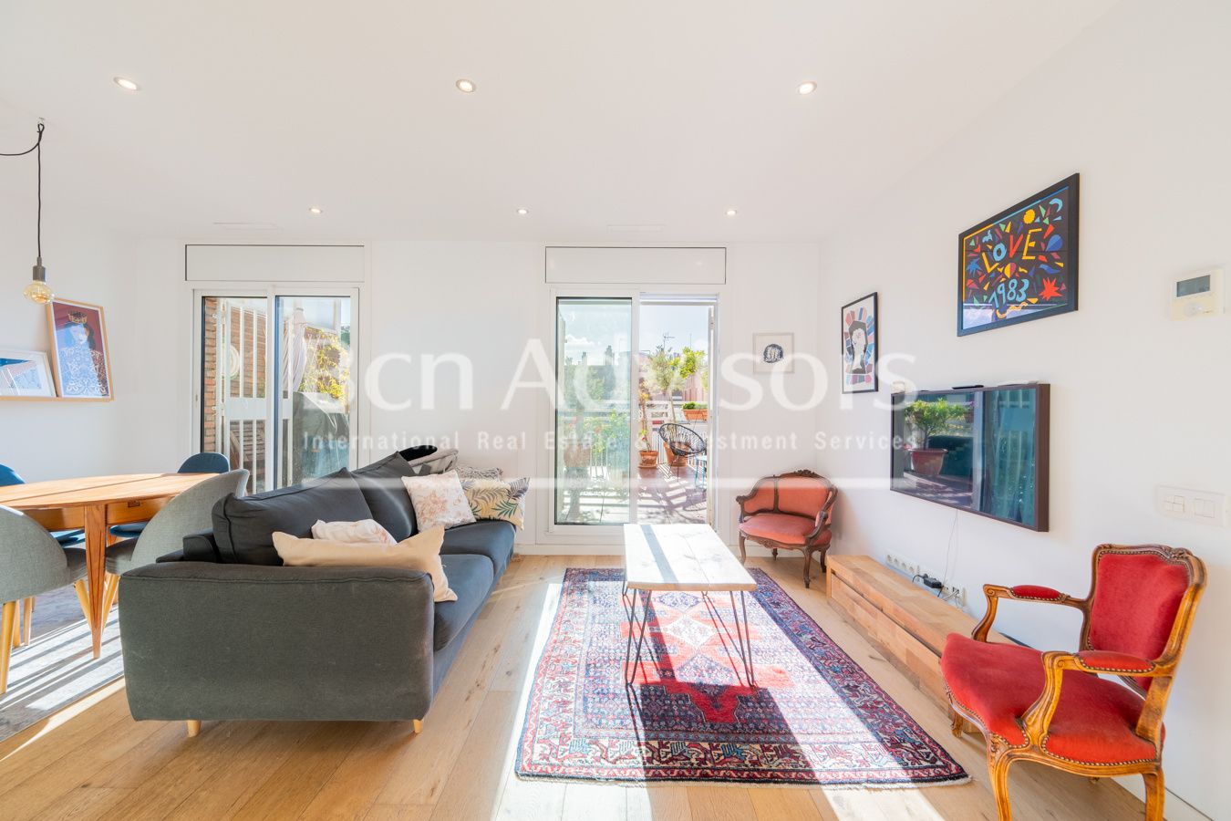 Living room of Attic for sale in  Barcelona Capital  with Air Conditioner, Heating and Parquet flooring