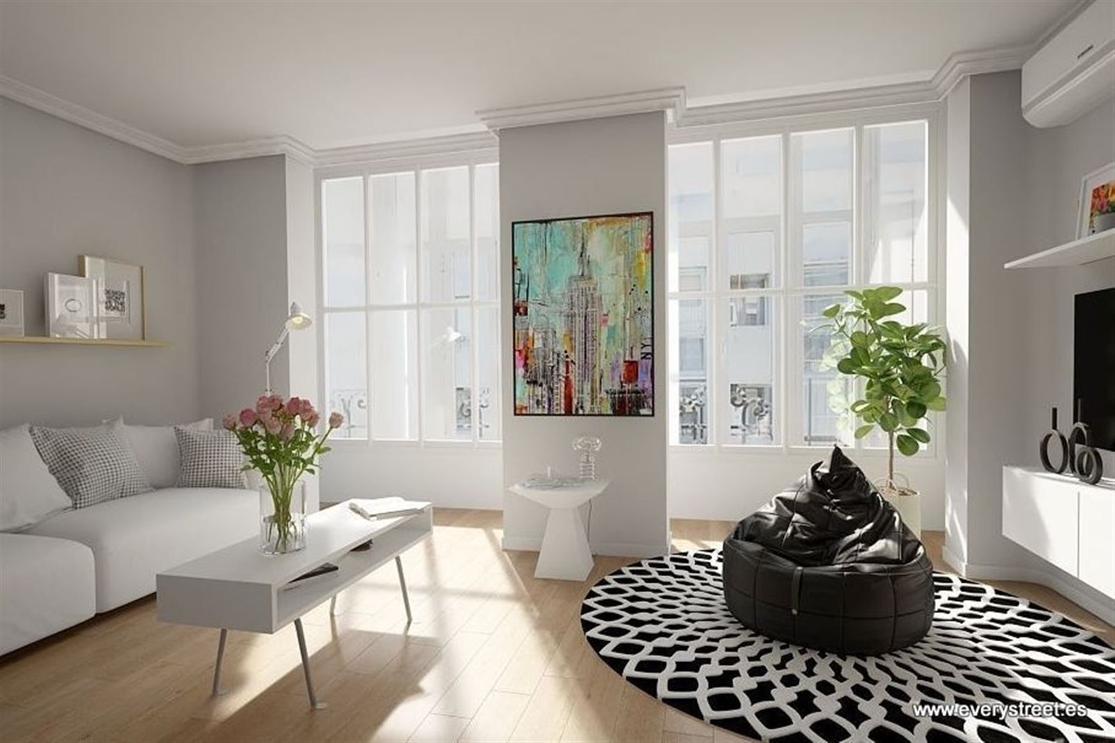 Sala d'estar de Pis de lloguer en  Madrid Capital amb Aire condicionat, Calefacció i Parquet