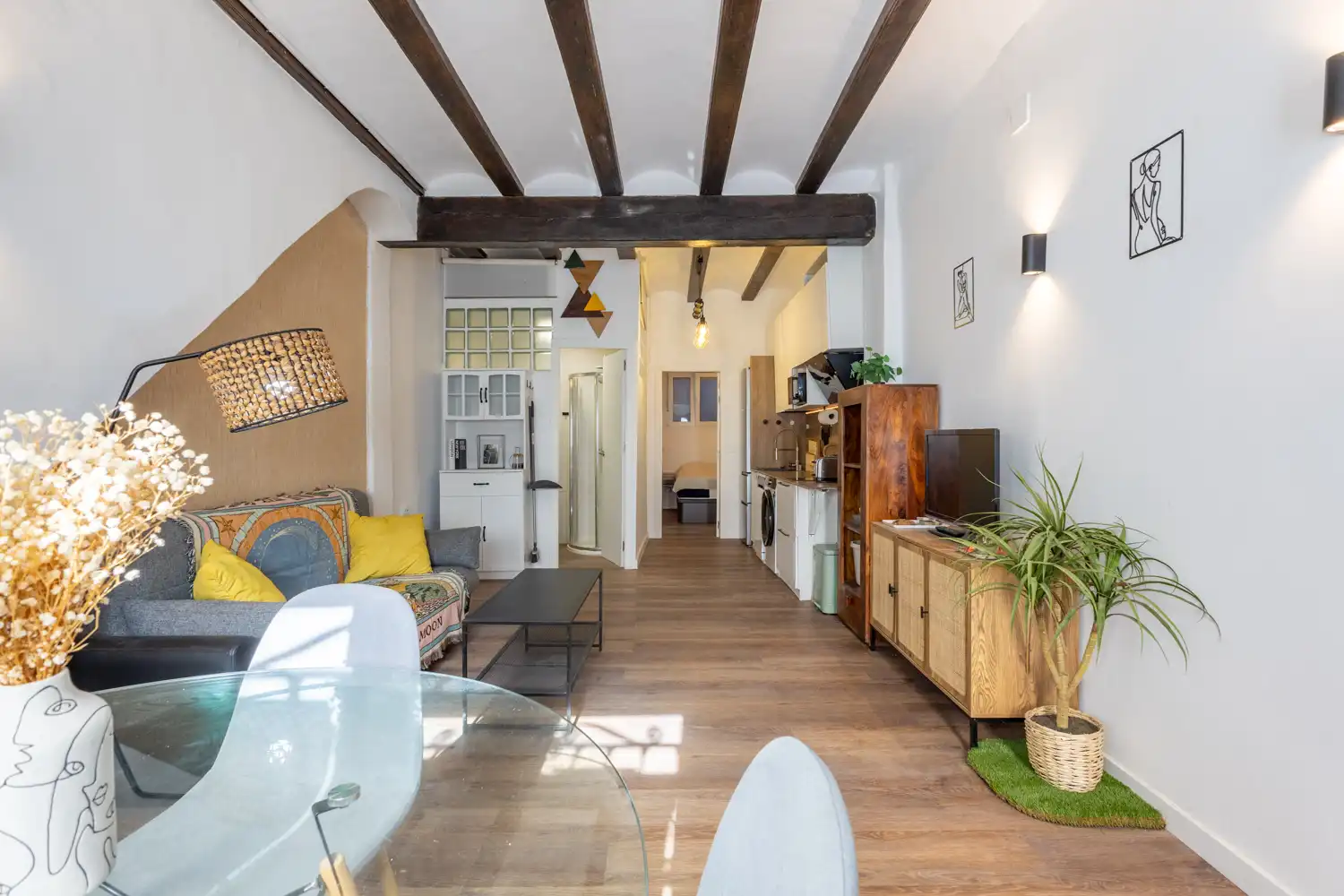 Wohnzimmer von Wohnung zur Miete in Valencia mit Klimaanlage, Heizung und Parkett