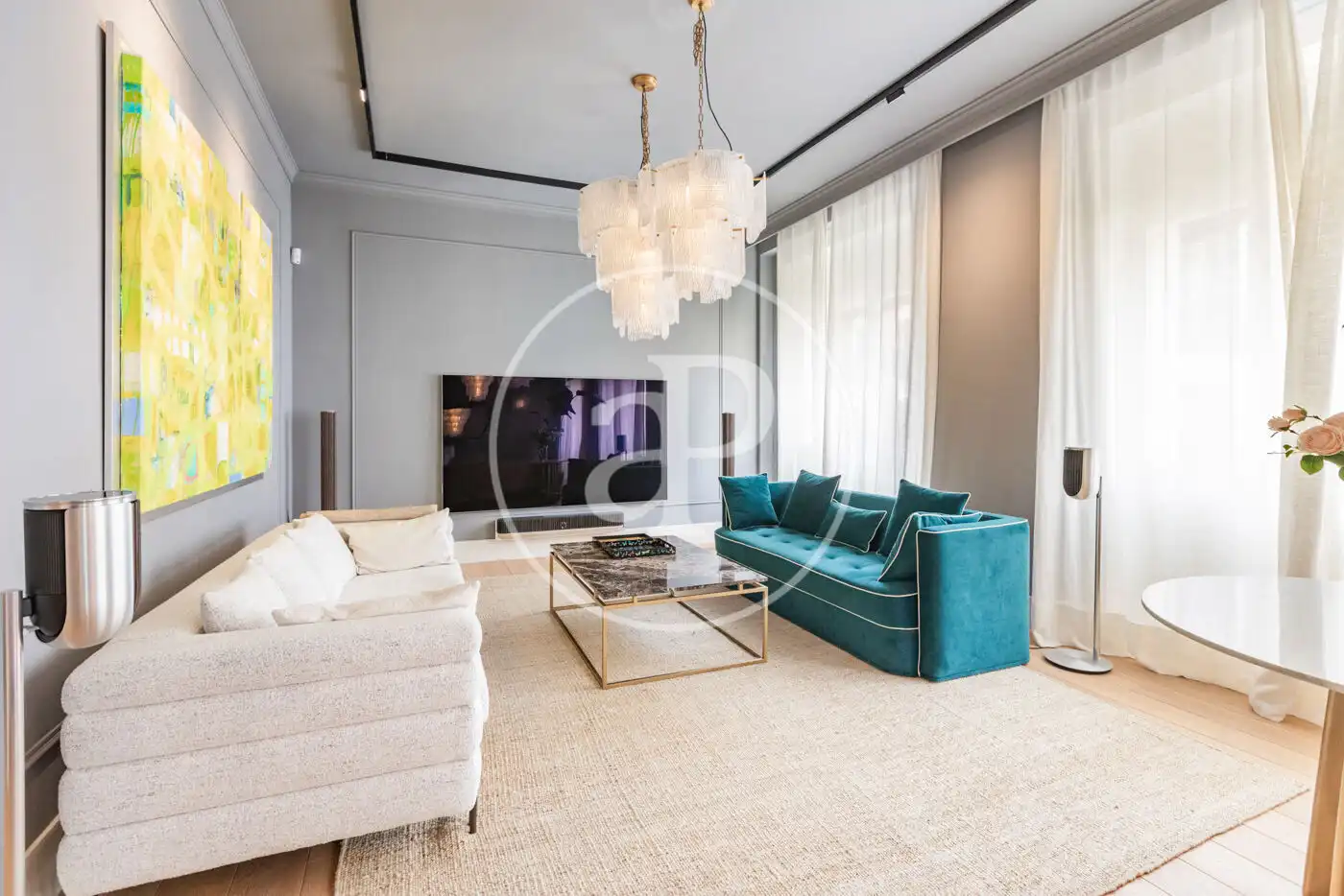 Wohnzimmer von Wohnung zur Miete in Madrid mit Klimaanlage, Heizung und Privatgarten