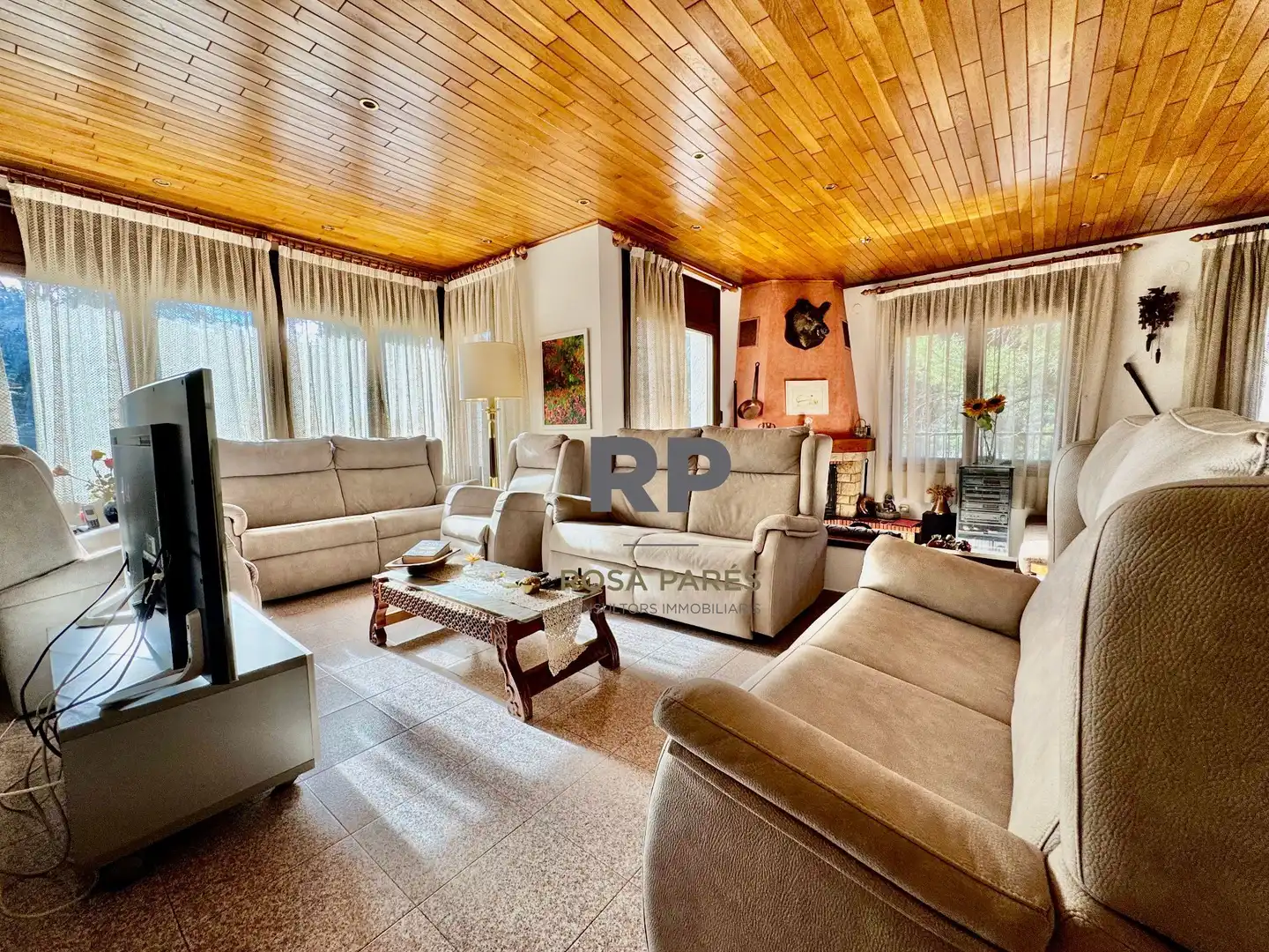 Sala d'estar de Casa o xalet en venda en Aiguafreda amb Jardí privat, Terrassa i Traster