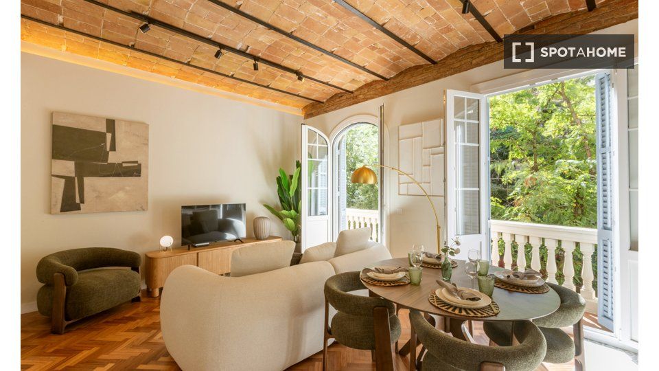 Sala de estar de Piso de alquiler en  Barcelona Capital con Aire acondicionado, Calefacción y Amueblado