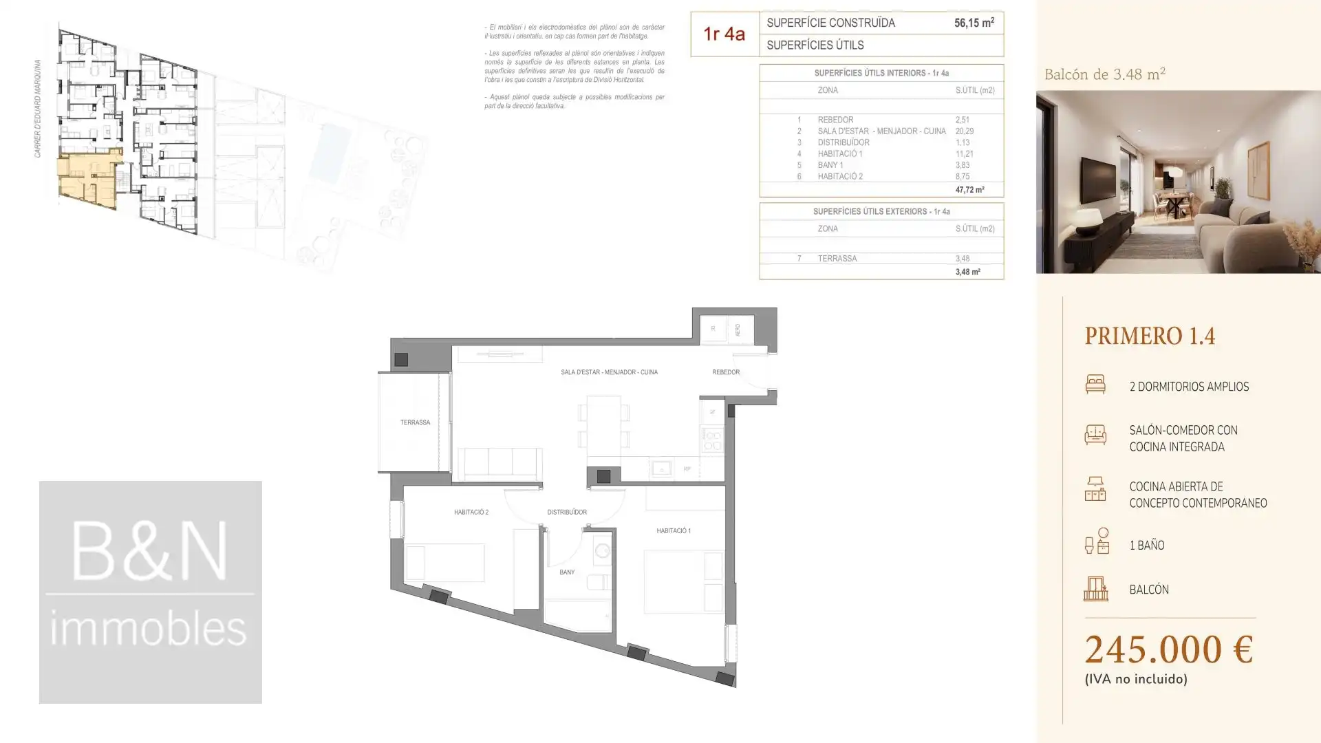 Flat with terrace for sale in Nord-oest, imagen 19
