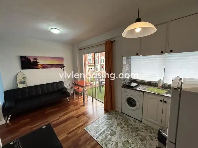 Sala d'estar de Estudi de lloguer en Puerto de la Cruz amb Parquet, Terrassa i Moblat