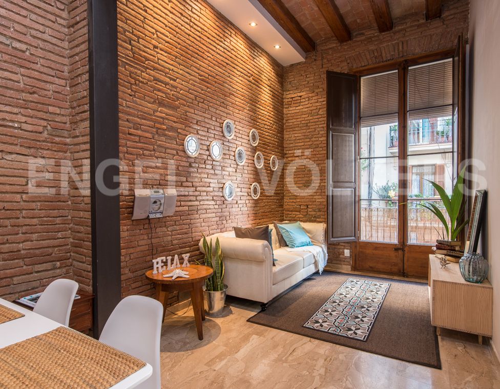 Sala d'estar de Apartament en venda en  Barcelona Capital amb Aire condicionat, Calefacció i Moblat