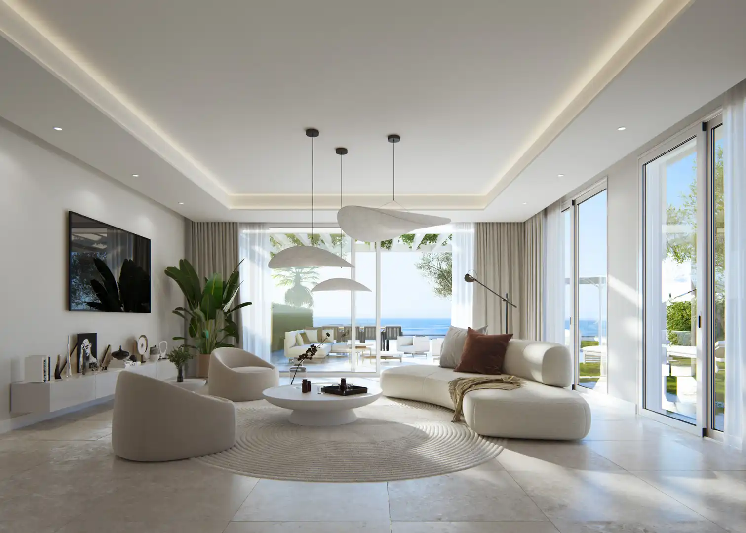 Sala d'estar de Casa o xalet en venda en Mijas amb Aire condicionat, Jardí privat i Terrassa