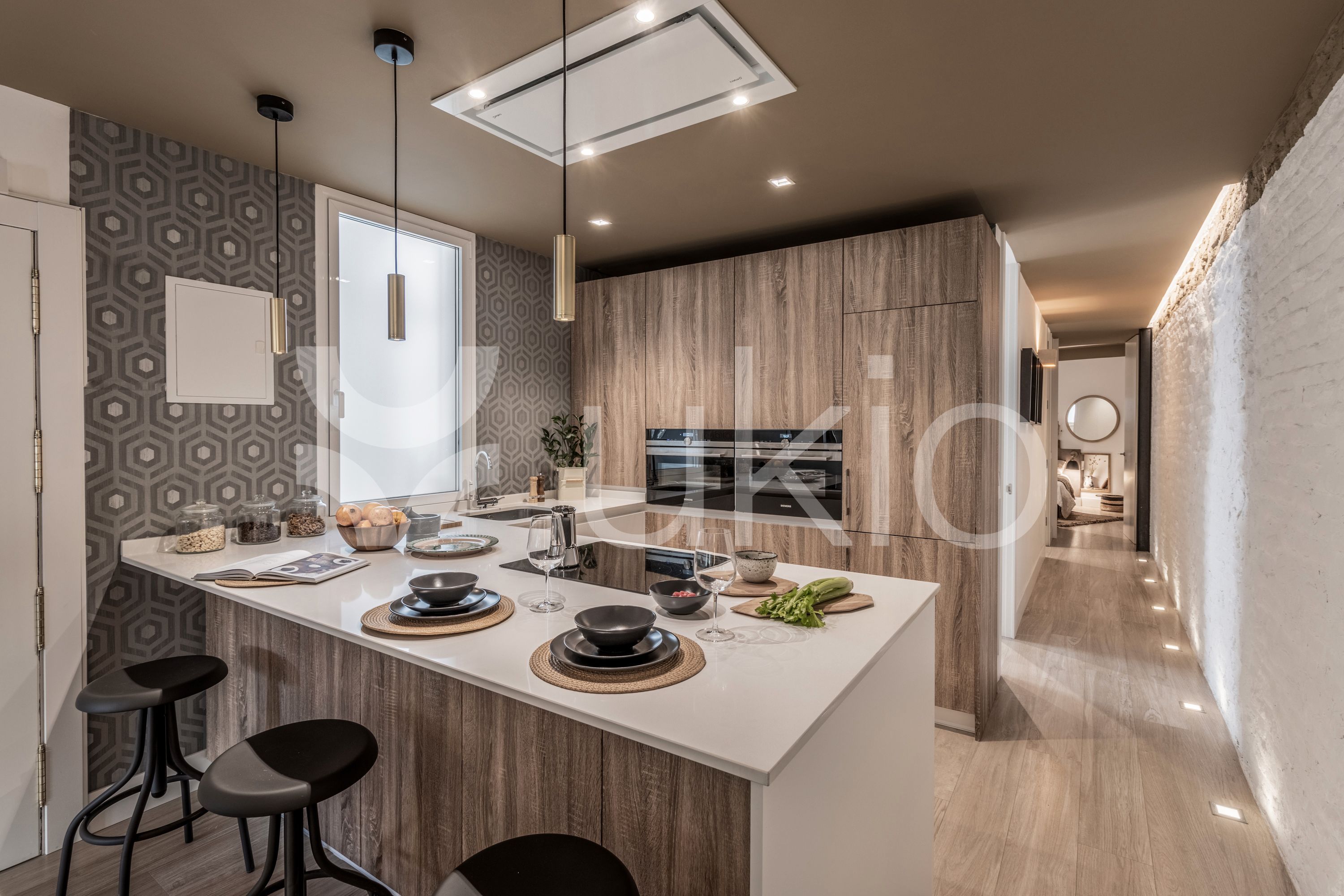 Kitchen of Apartment to rent in  Madrid Capital  with Air Conditioner, Heating and Oven