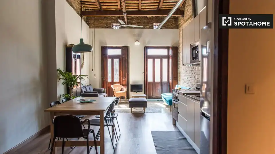Living room of Flat for rent in Valencia  with Air Conditioner, Heating and Furnished