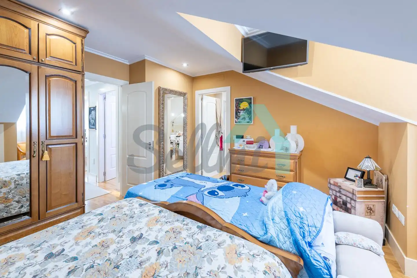 Schlafzimmer von Einfamilien-Reihenhaus zum Verkauf in Vegadeo mit Heizung, Privatgarten und Terrasse