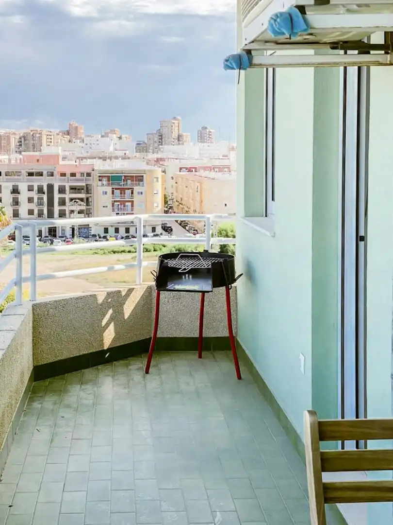 Balcony of Flat for rent in Valencia  with Air Conditioner, Heating and Washing machine