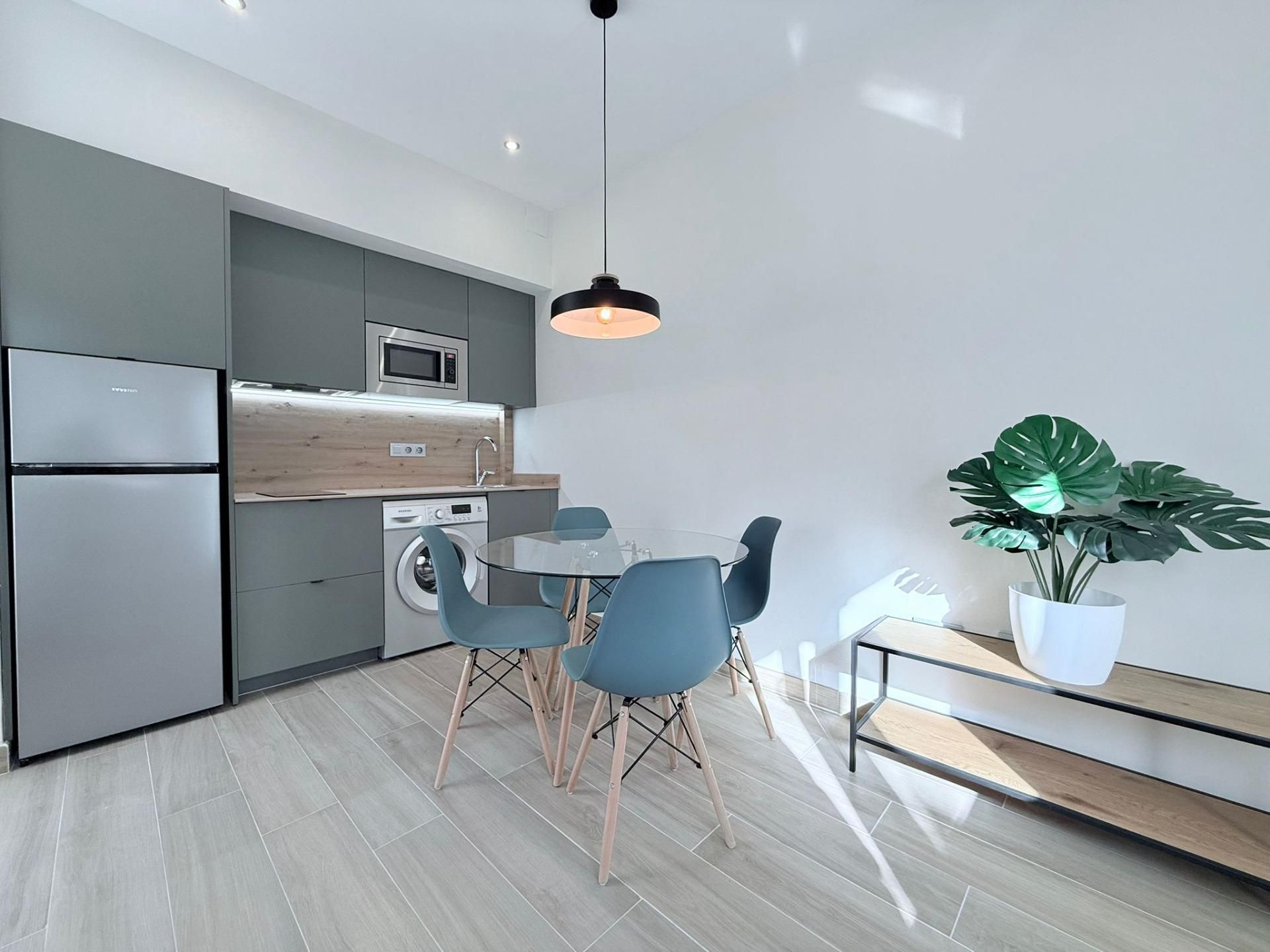 Cocina de Estudio de alquiler en Benidorm con Jardín privado, Terraza y Piscina comunitaria