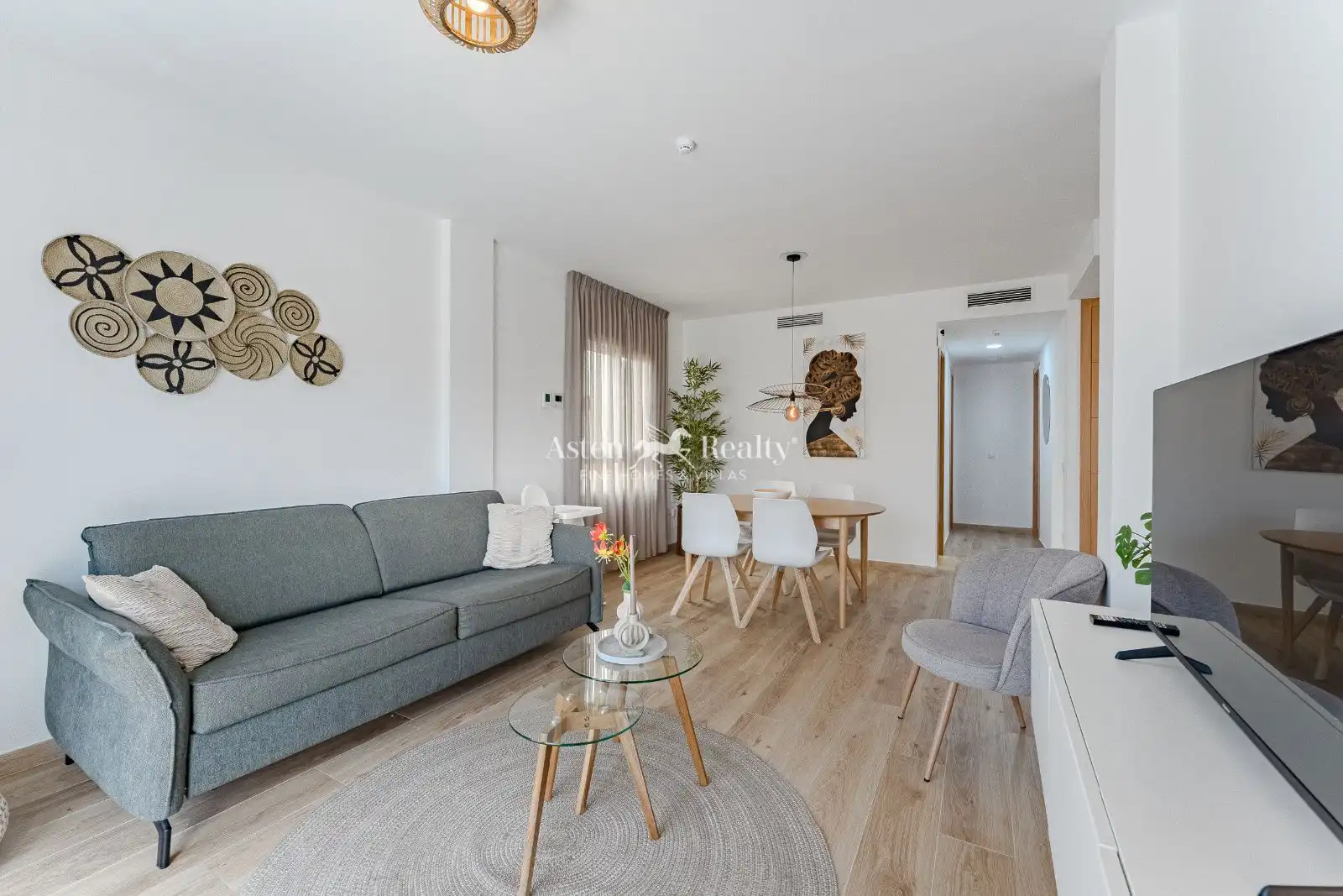 Wohnzimmer von Wohnung zum Verkauf in Arona mit Klimaanlage, Privatgarten und Terrasse