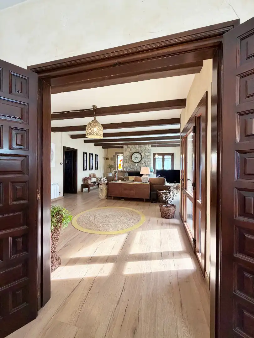 Sala de estar de Finca rústica en venta en Moià con Calefacción, Jardín privado y Parquet
