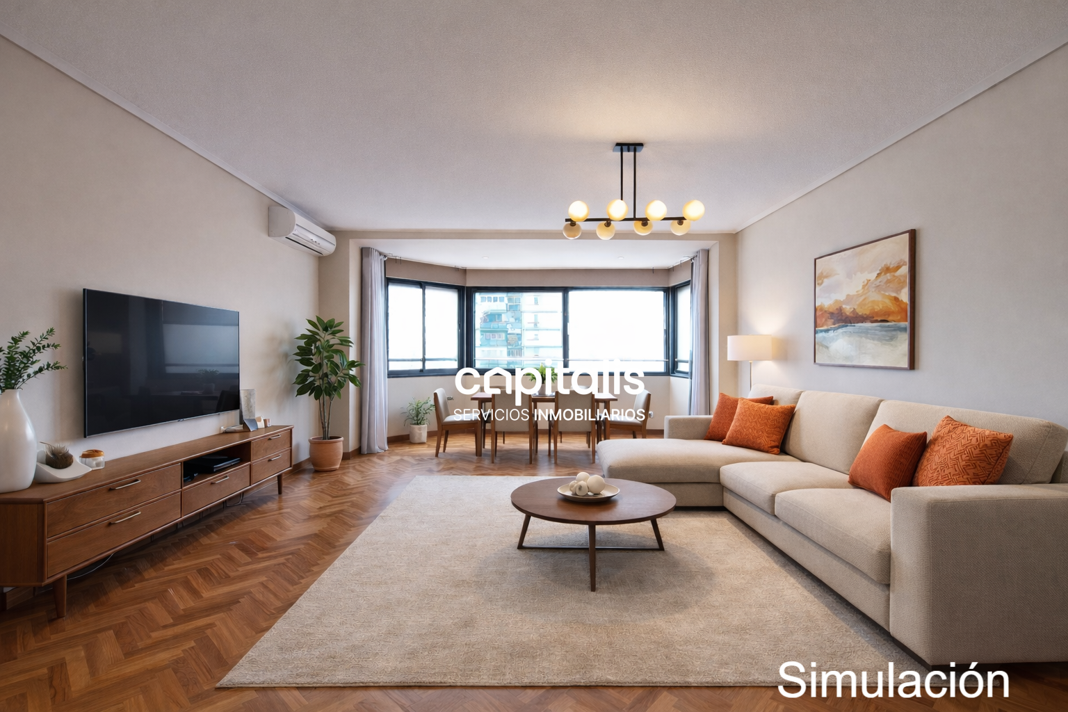 Living room of Flat to rent in  Madrid Capital  with Air Conditioner, Heating and Community pool