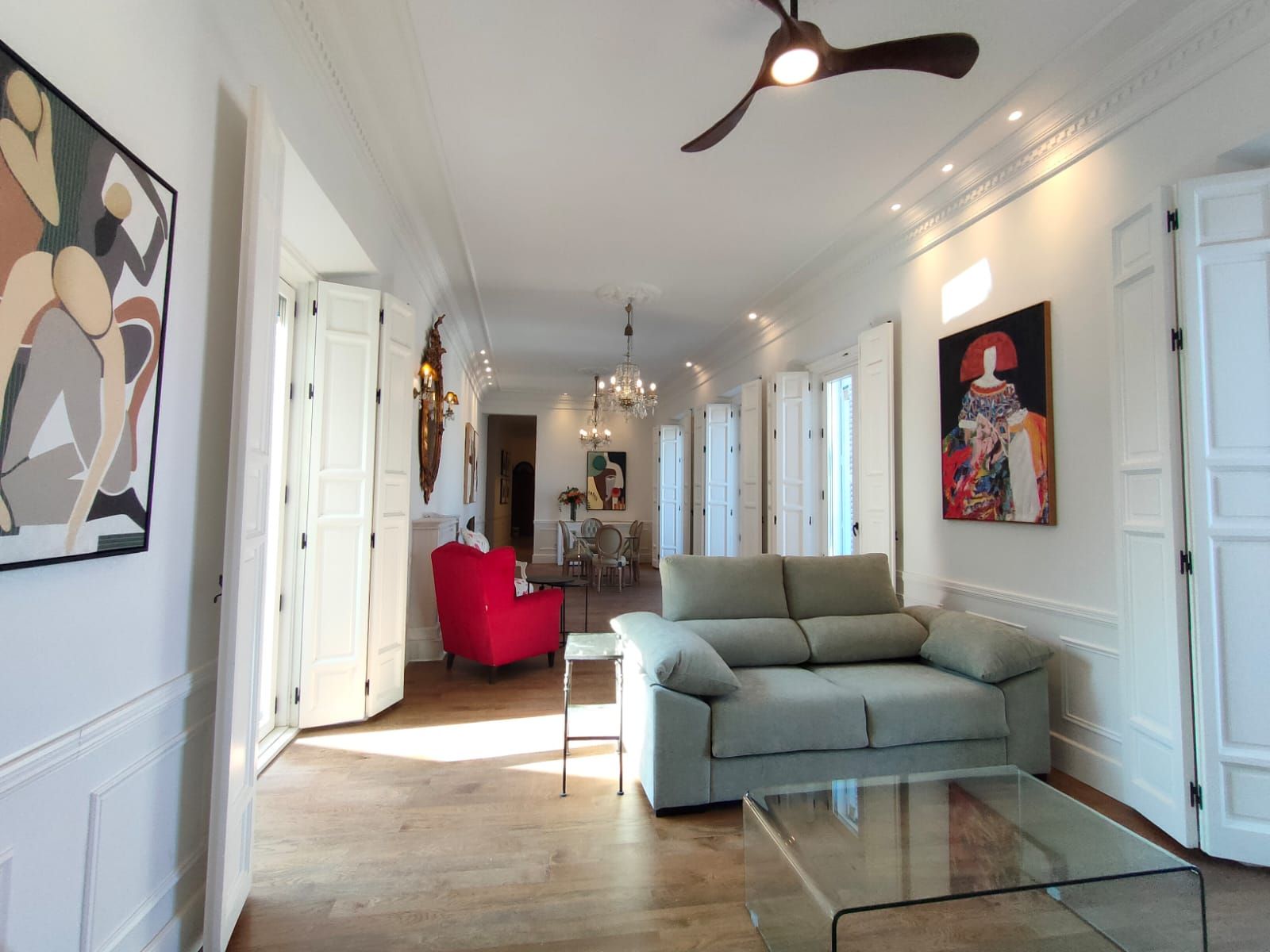 Living room of Flat to rent in  Madrid Capital  with Air Conditioner, Heating and Parquet flooring
