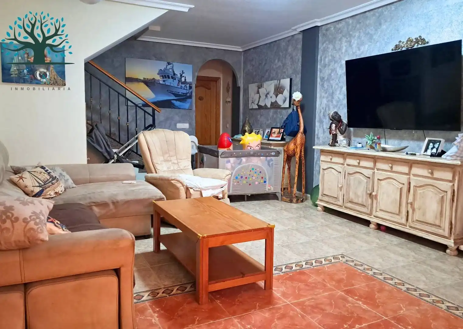 Wohnzimmer von Maisonette zum Verkauf in Mazarrón mit Klimaanlage, Privatgarten und Terrasse