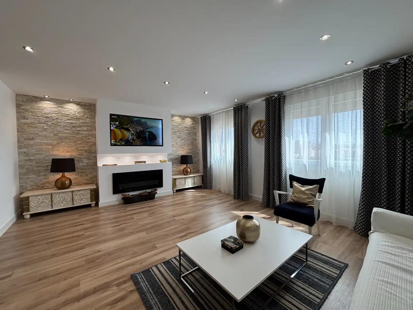 Living room of Flat for sale in Burriana / Borriana  with Air Conditioner, Storage room and Furnished